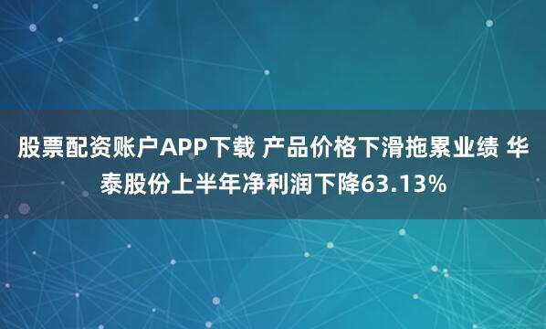 股票配资账户APP下载 产品价格下滑拖累业绩 华泰股份上半年净利润下降63.13%